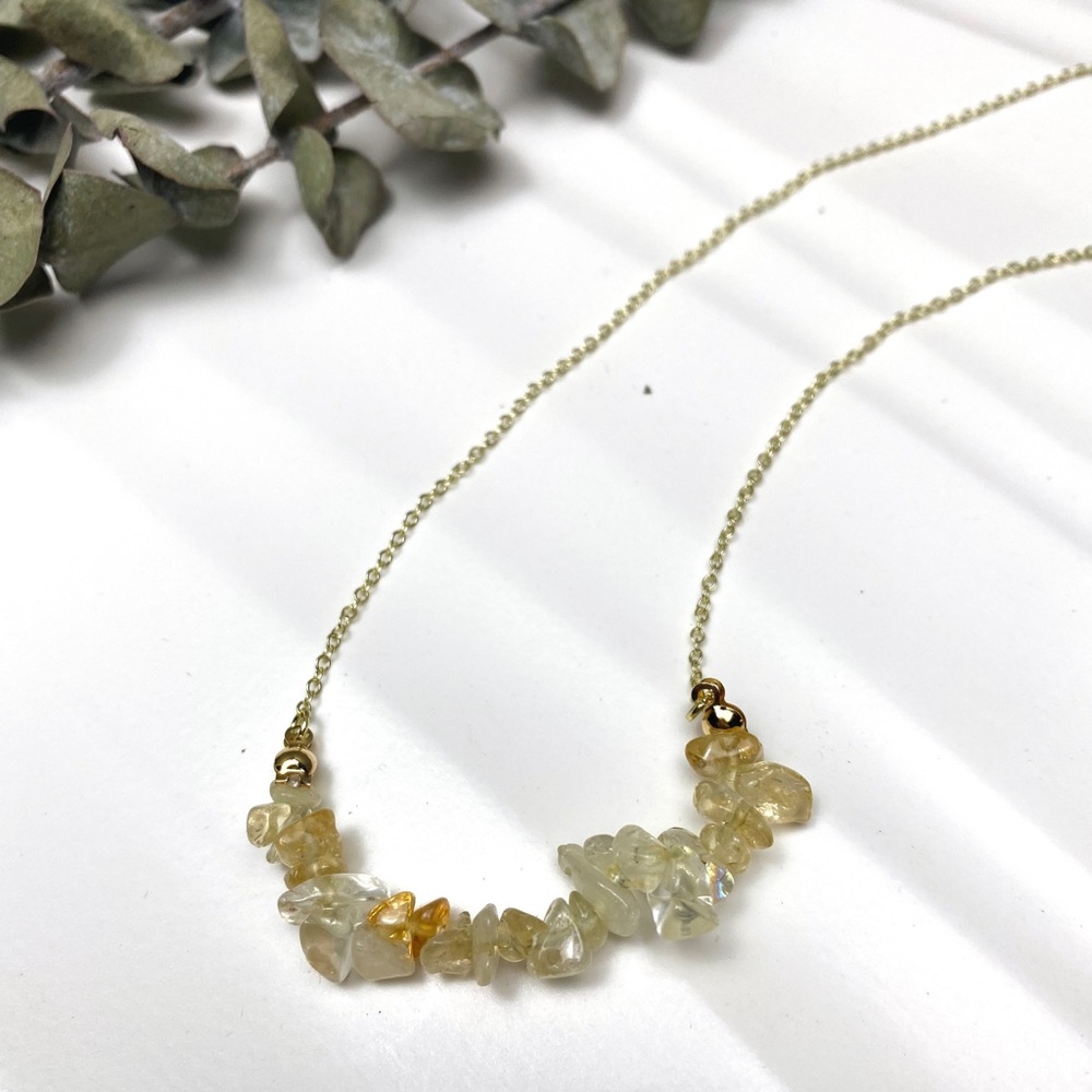 Citrine chip gold plated necklace
